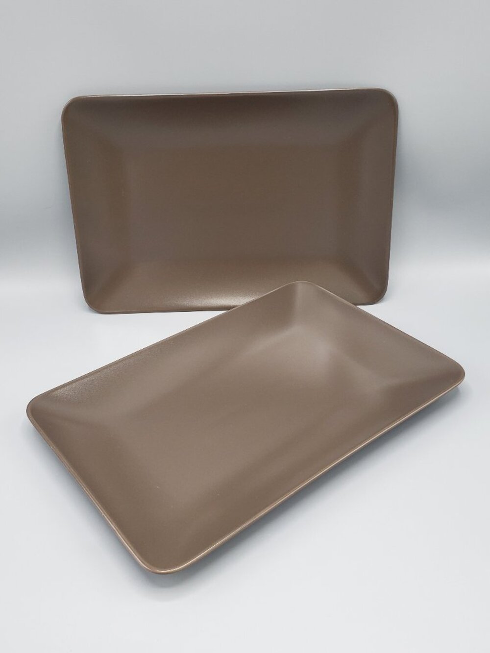 Set of 2 IKEA Dinera 18691 Matte Brown Rectangular Dinner Plate Tray 11-3/4"